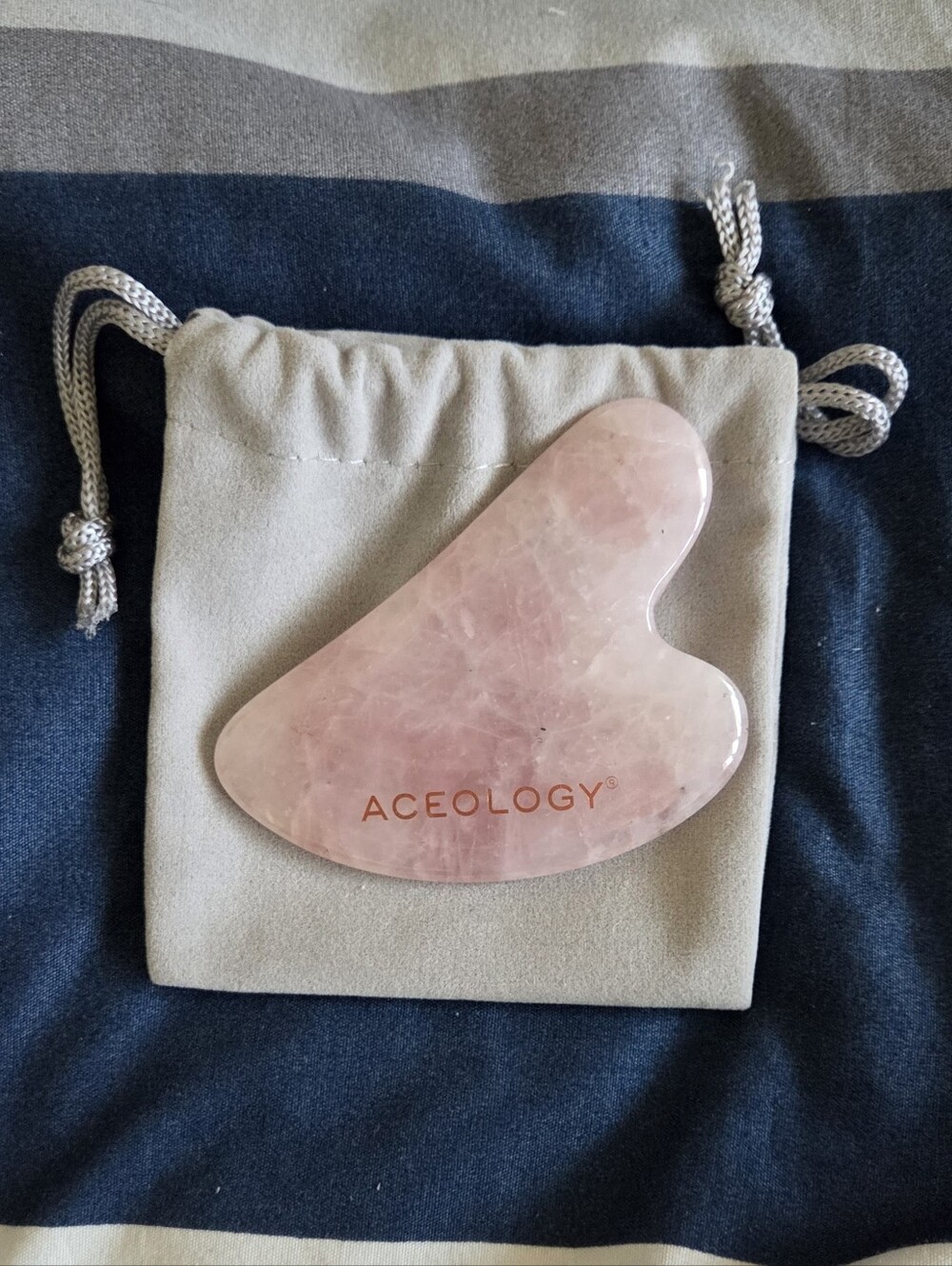 Aceology Rose Quartz Gua Sha - Pink Facial Massage Tool